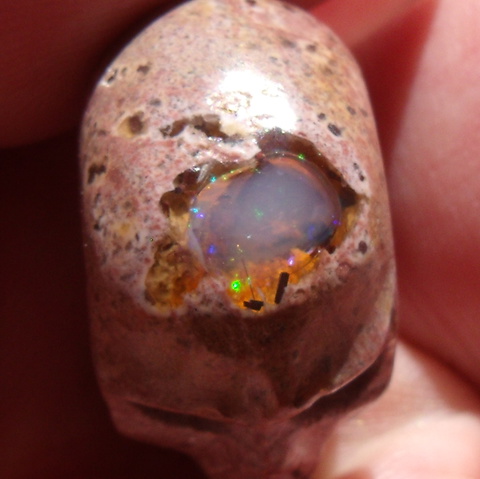39.10 Carats Mexican Matrix Fire Opal Skull Gem Carving